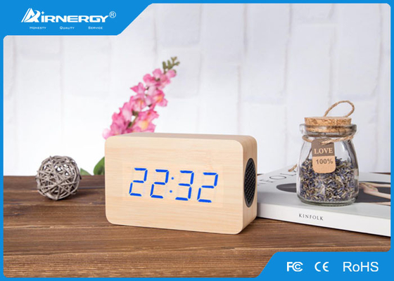 Beautiful Bluetooth Wooden Alarm Clock With Temperature , High Performance